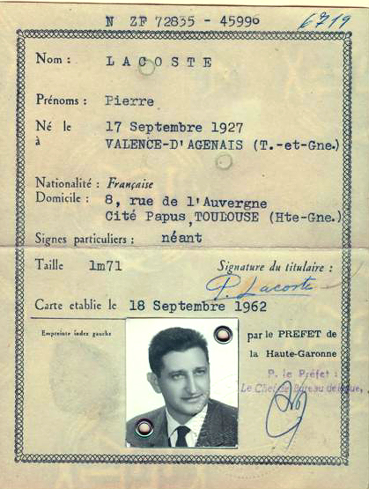 Carta de Identidad francesa de Manuel Sacristán